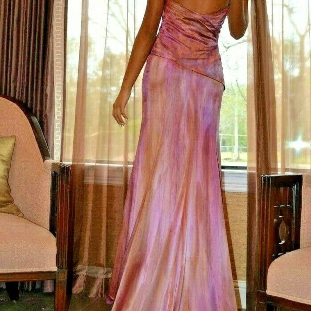 Alvina Valenta tie dyed wedding dress prom gown ivory pink purple gold XS 0 2 4 - Picture 3 of 10
